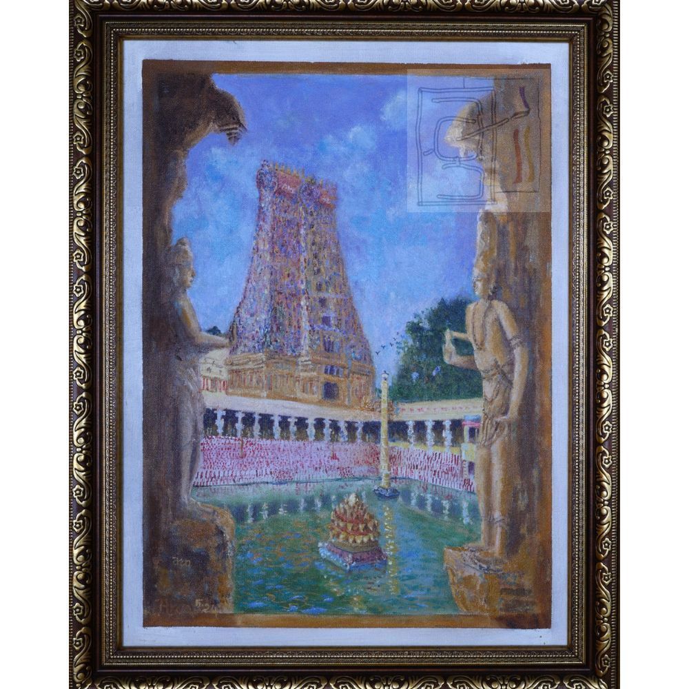 Golden lotus pond of Madurai Meenakshi temple, Tamil Nadu
